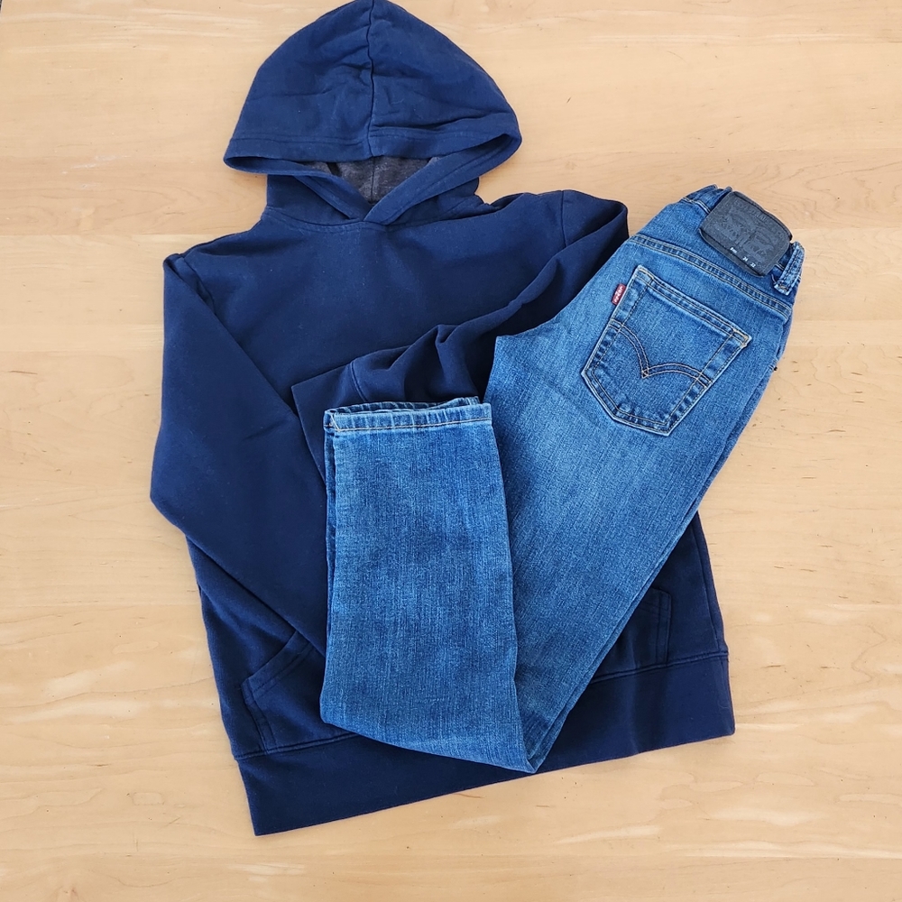 Hoodie and jeans, boys size 8